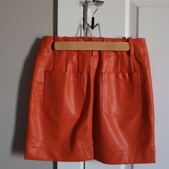 Orange Faux Leather Maeve Mini Skirt X-Small - Picture 3 of 10